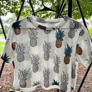 Pineapple cropped T-shirt, size medium.